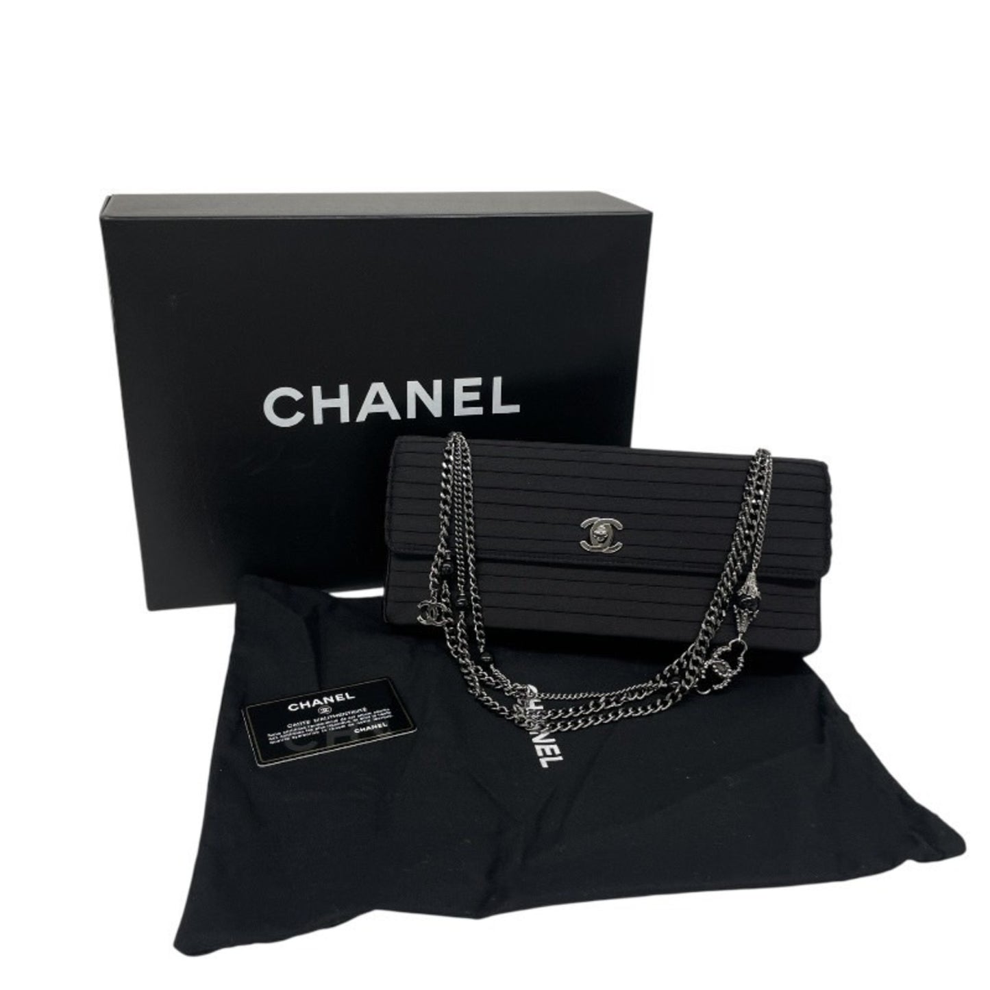 Chanel Satin Black Shoulder Bags