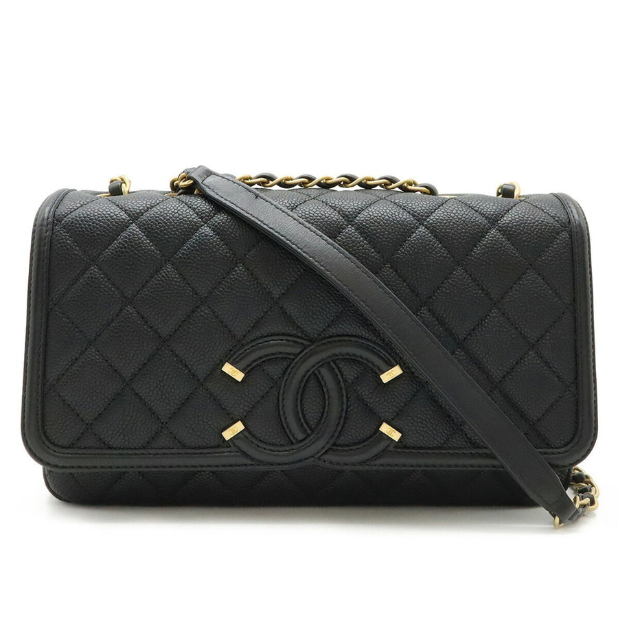 Chanel Calfskin Black Shoulder Bags