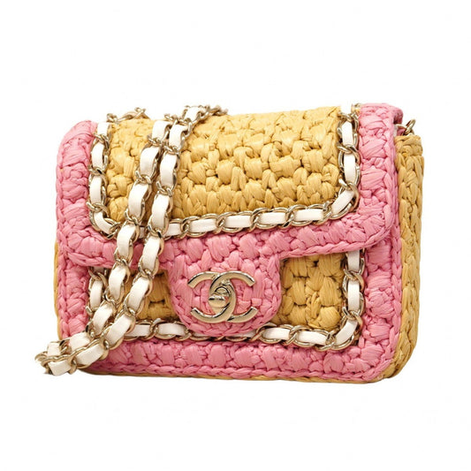 Chanel Woven Fabric Brown Shoulder Bags
