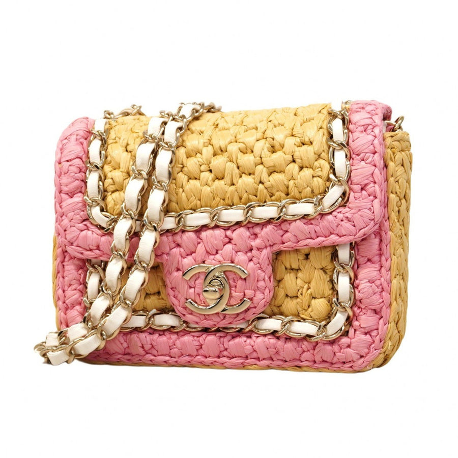 Chanel Woven Fabric Brown Shoulder Bags