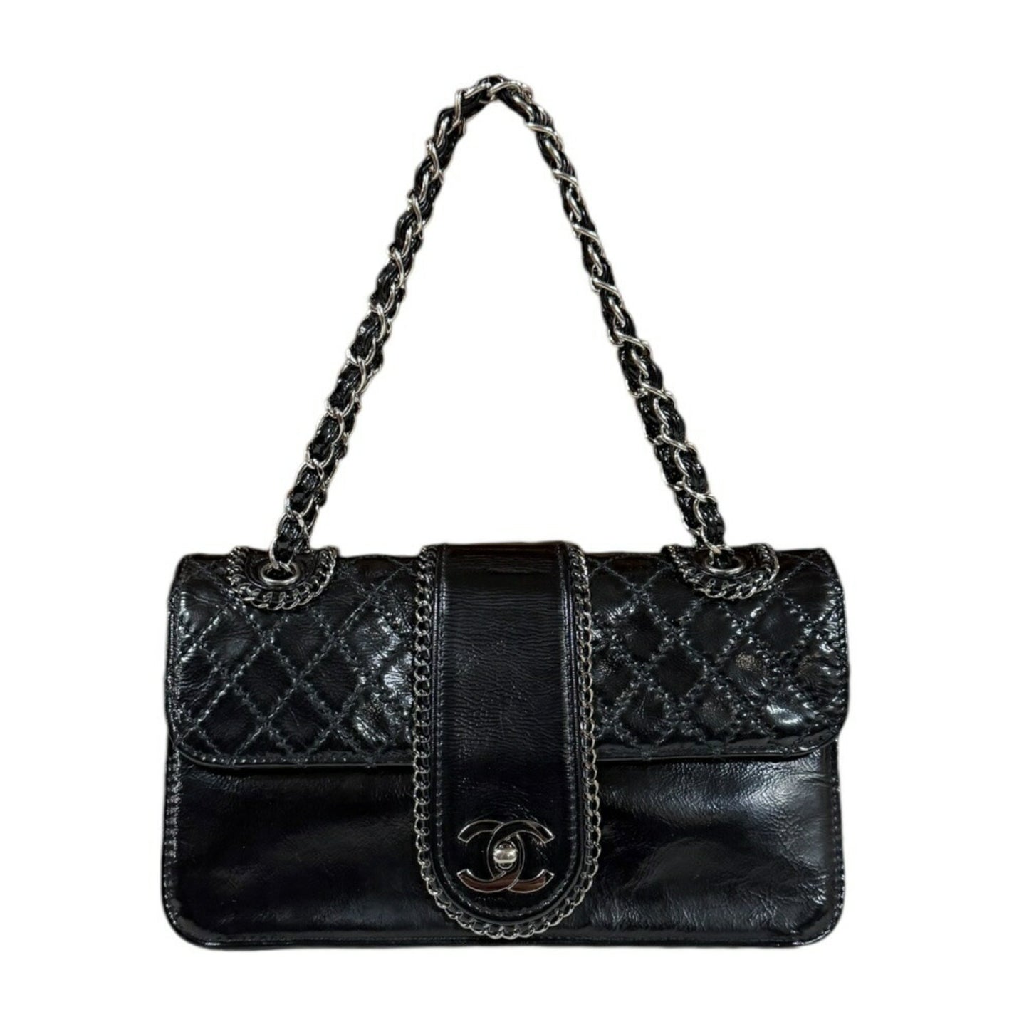 Chanel Patent Black Shoulder Bags