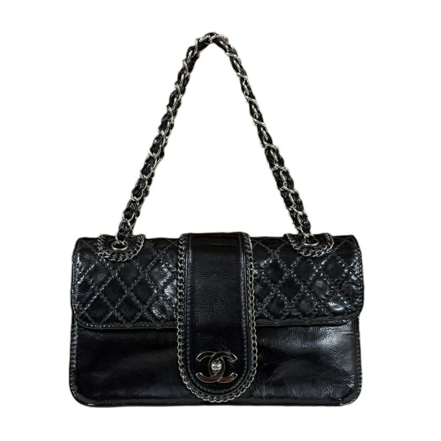 Chanel Patent Black Shoulder Bags
