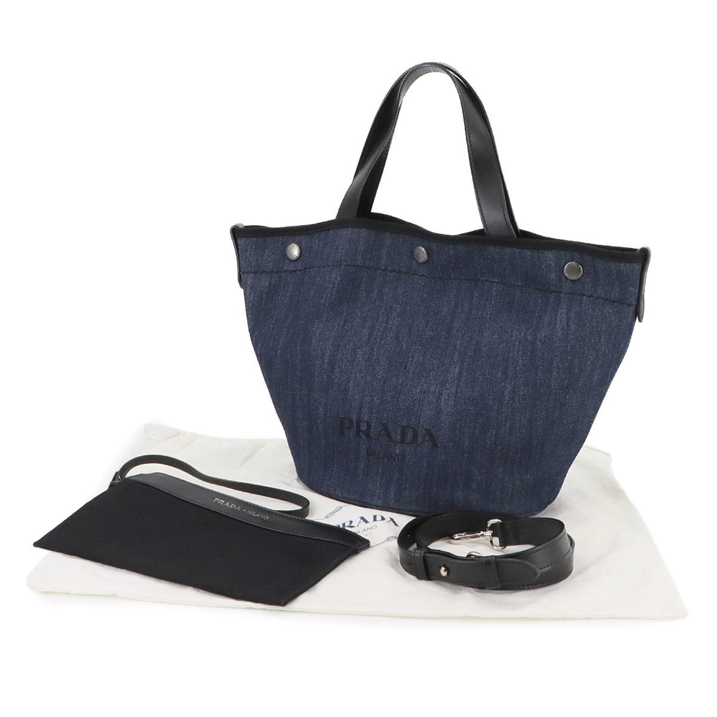 Prada Denim Black Shoulder Bags