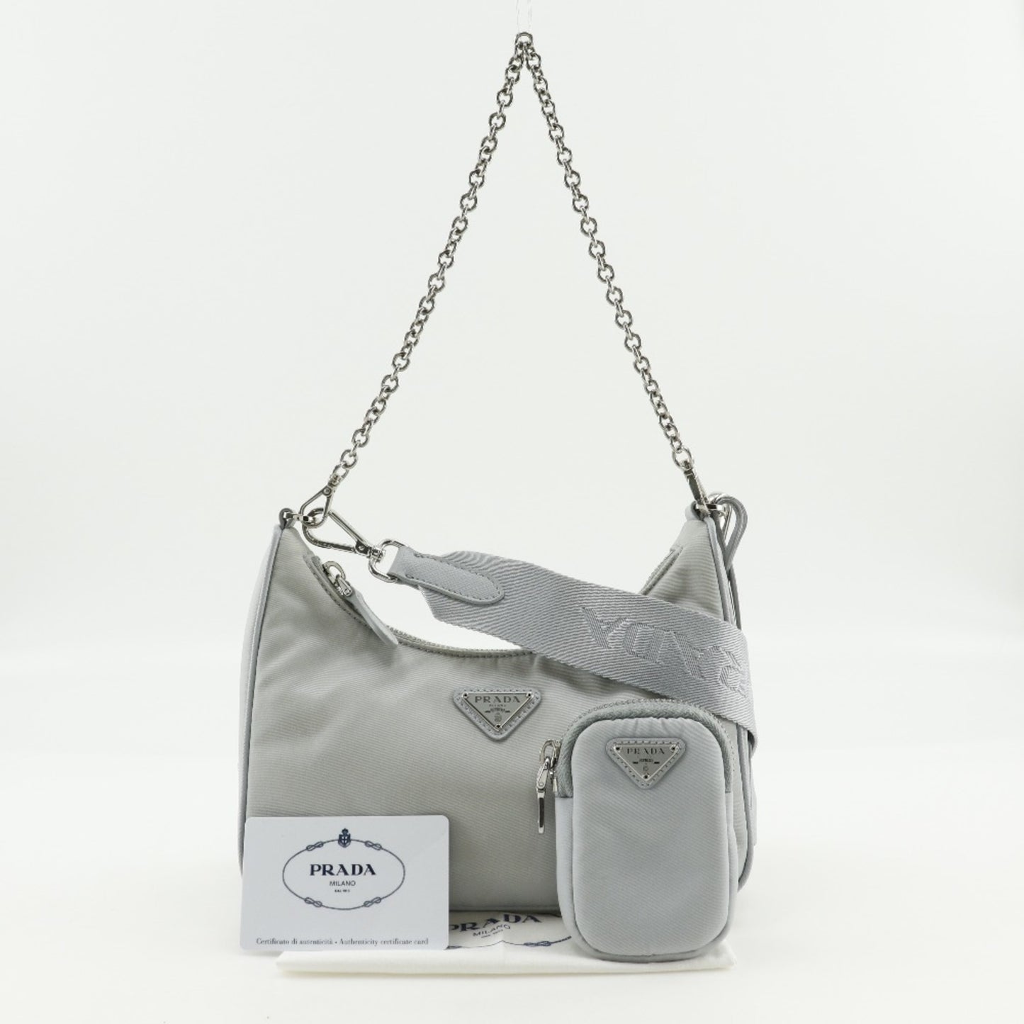 Prada Nylon Gray Shoulder Bags