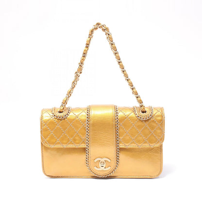 Chanel Patent Gold Shoulder Bags