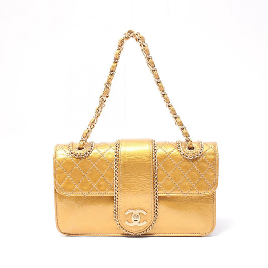 Chanel Patent Gold Shoulder Bags