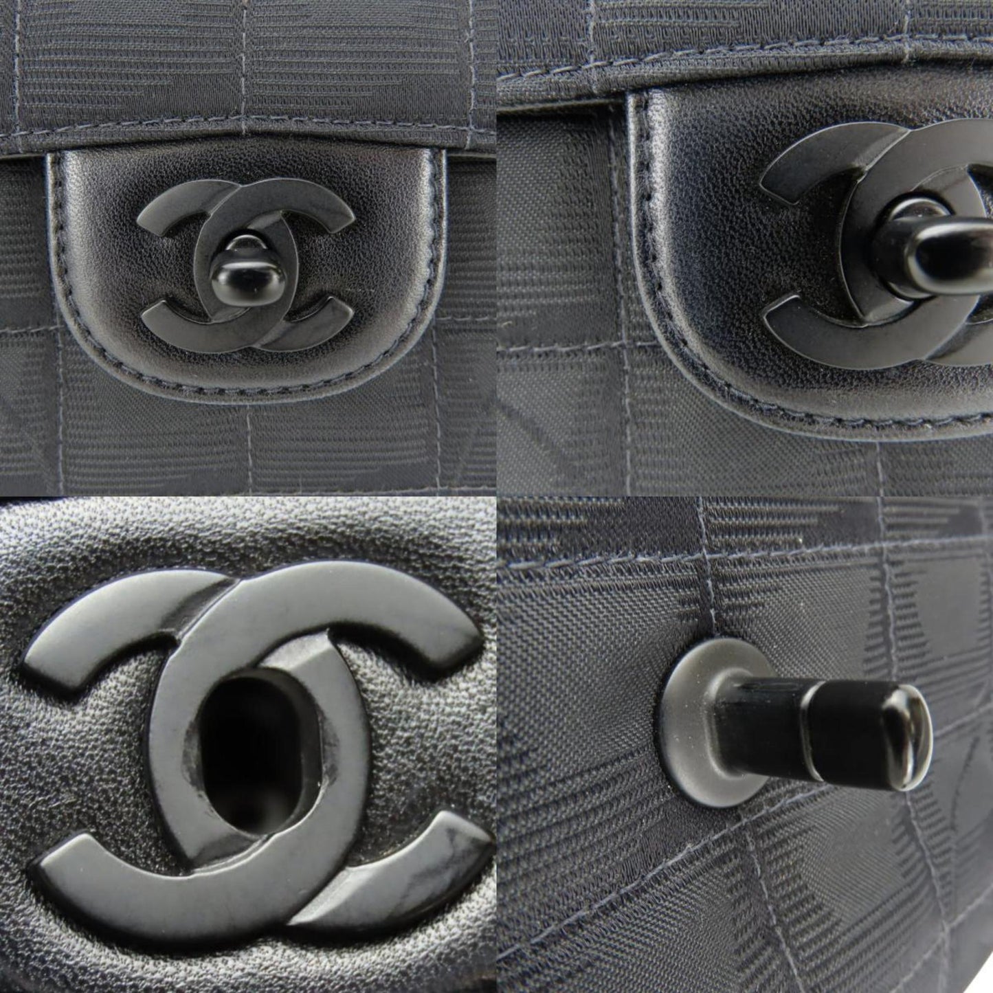 Chanel Woven Fabric Black Shoulder Bags