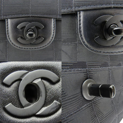 Chanel Woven Fabric Black Shoulder Bags