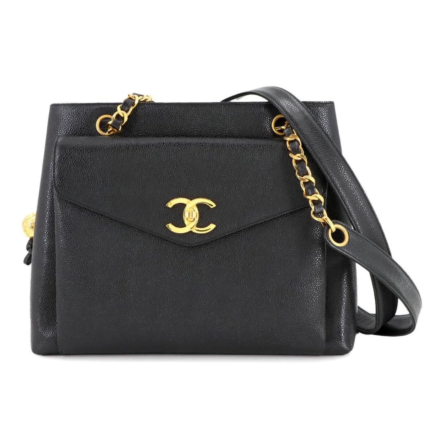 Chanel Calfskin Black Shoulder Bags