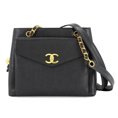 Chanel Calfskin Black Shoulder Bags