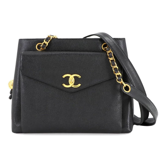 Chanel Calfskin Black Shoulder Bags
