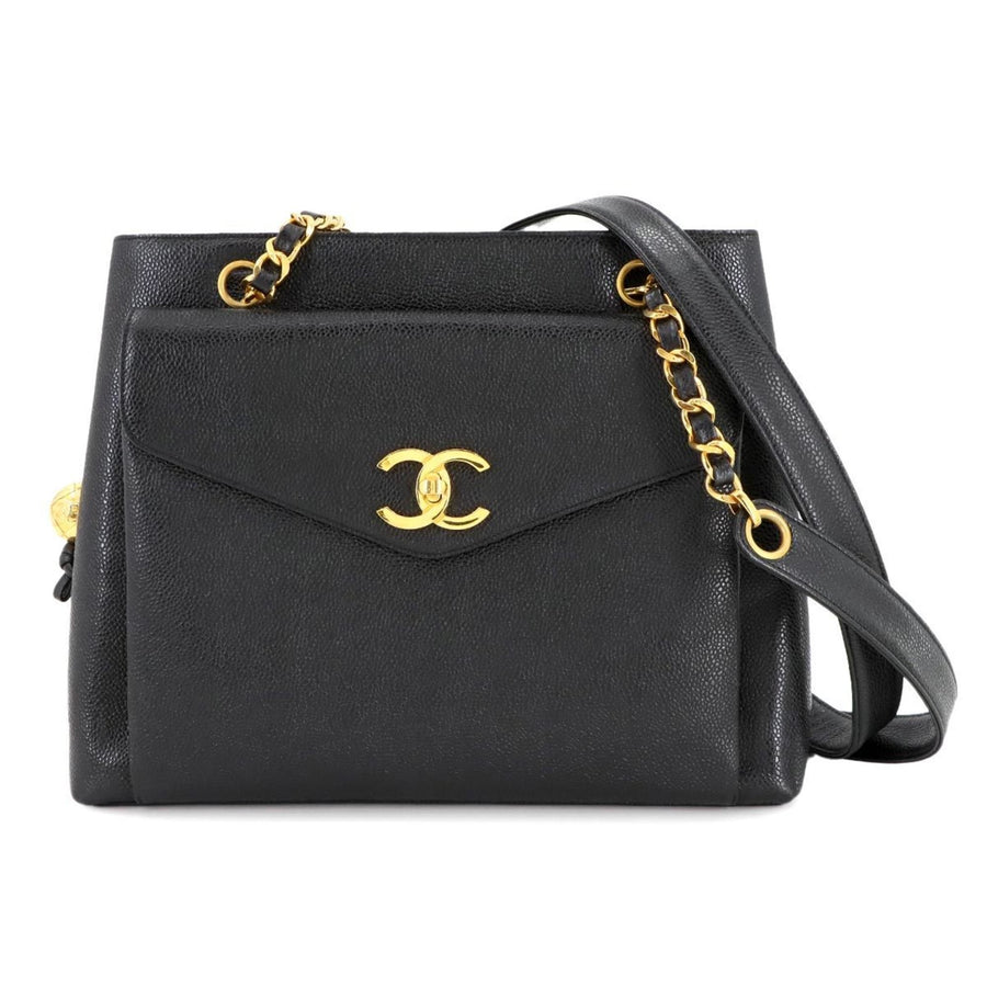 Chanel Calfskin Black Shoulder Bags