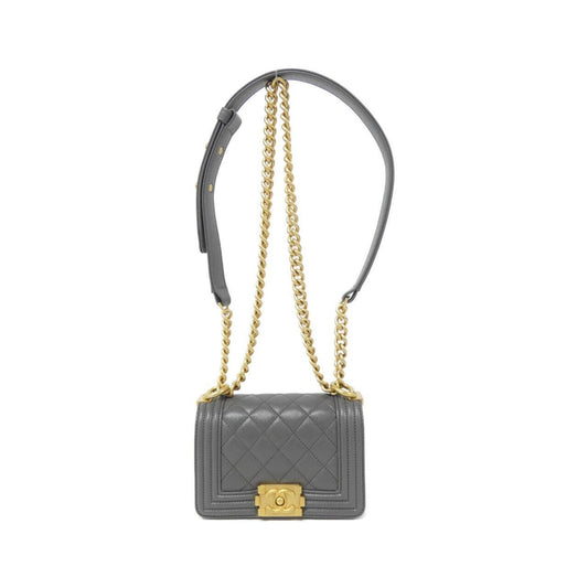 Chanel Calfskin Gray Shoulder Bags