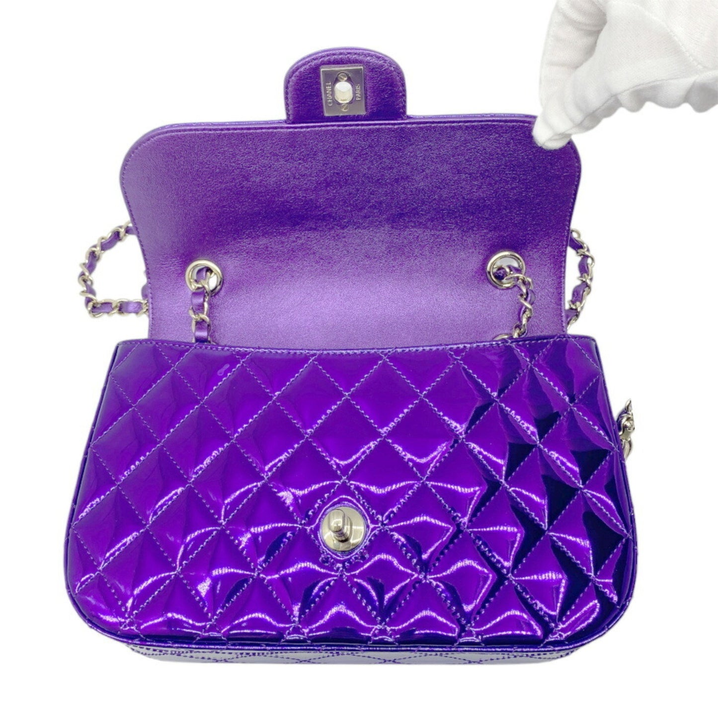 Chanel Patent Purple Shoulder Bags
