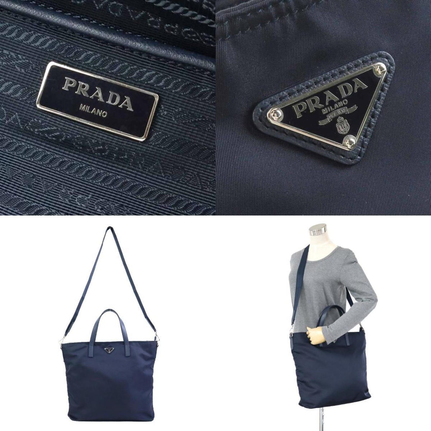 Prada Nylon Blue Handbags