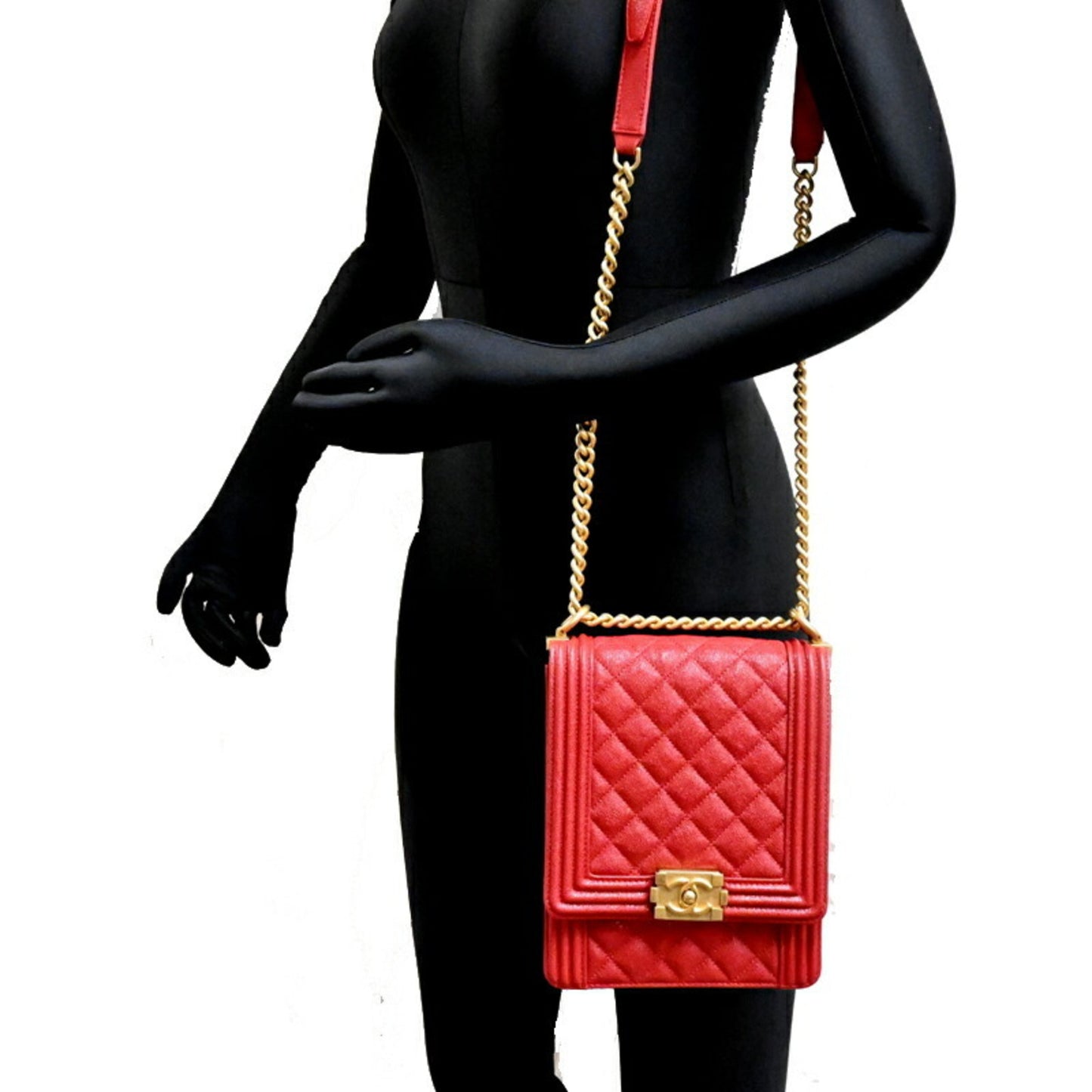 Chanel Calfskin Red Shoulder Bags