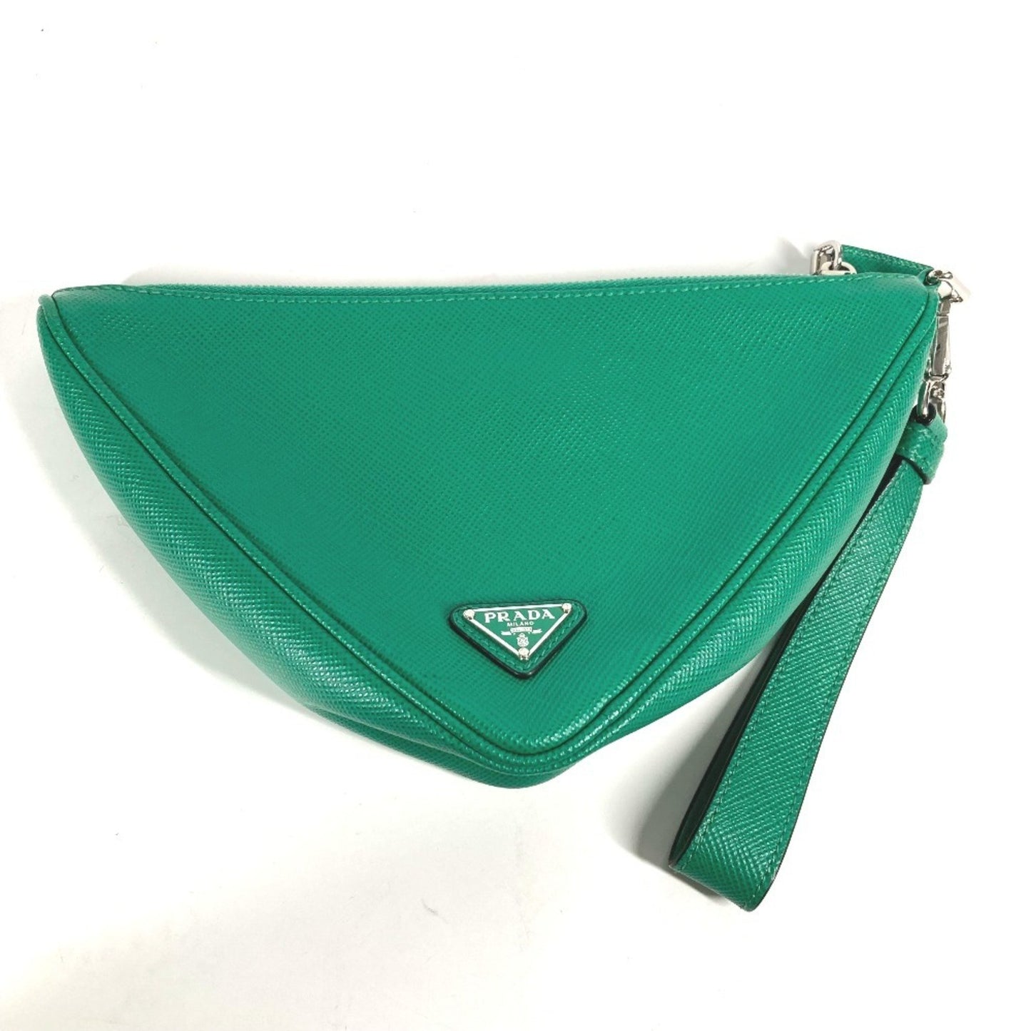 Prada Glossy Material Green Clutch Bags