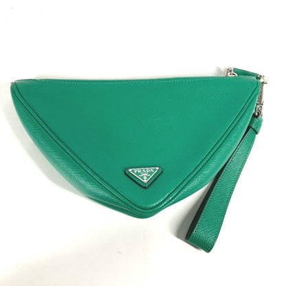 Prada Glossy Material Green Clutch Bags