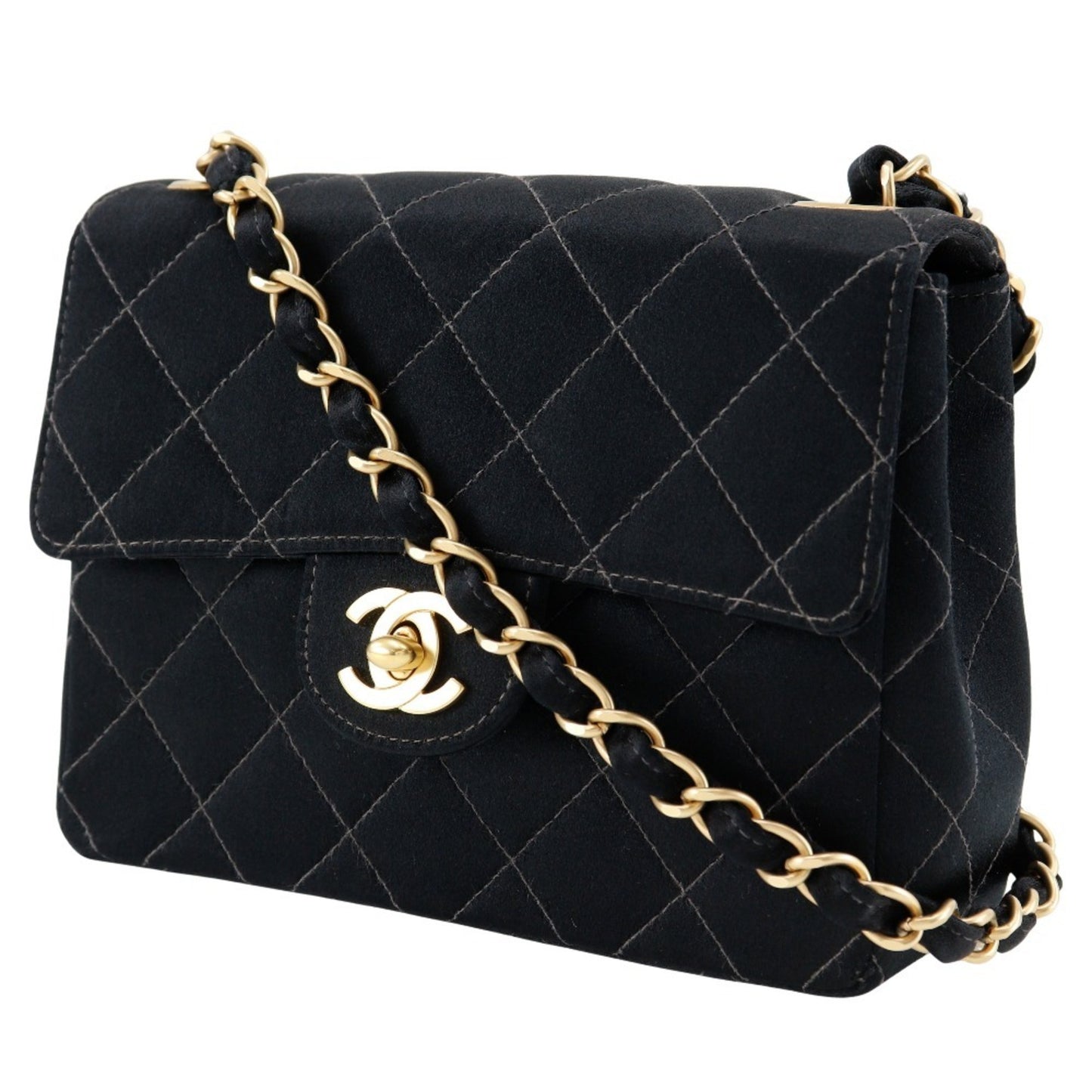 Chanel Satin Black Shoulder Bags