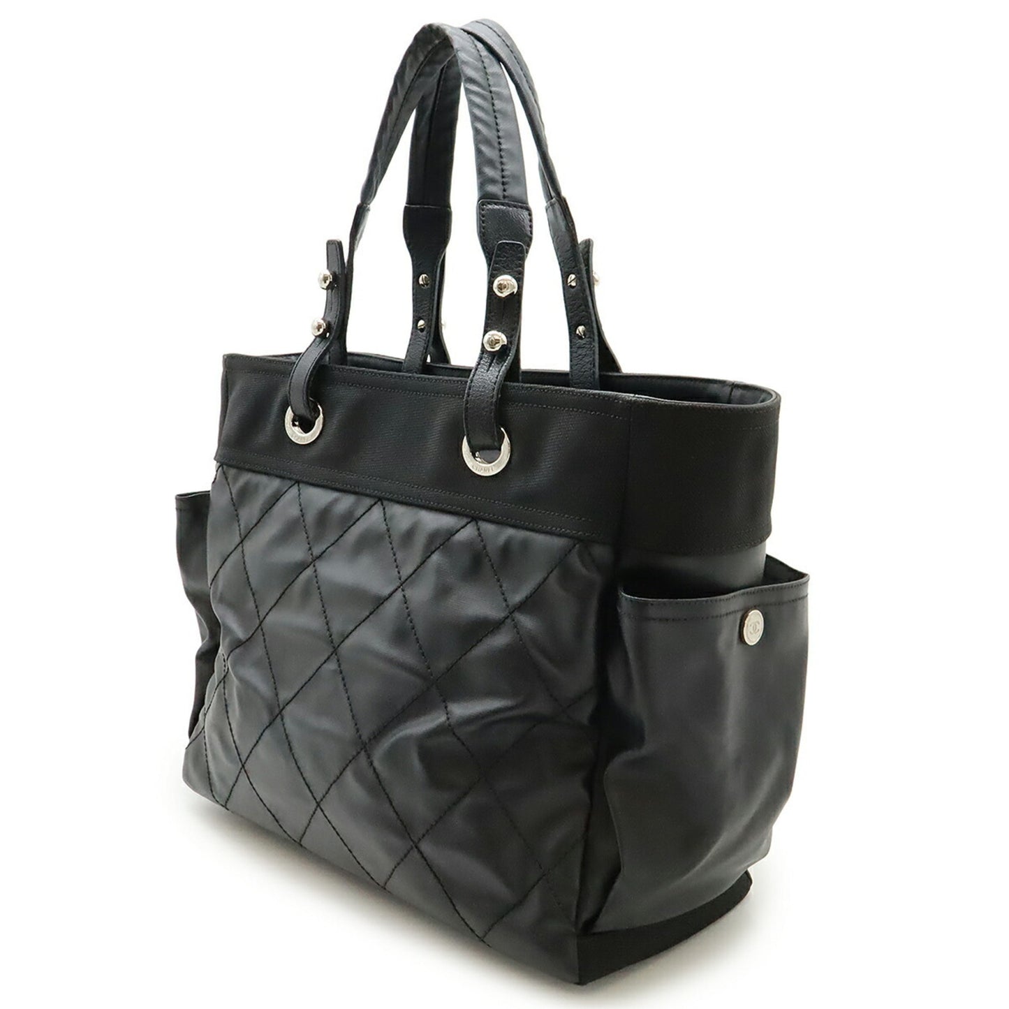Chanel Coated Canvas Black Shoulder Bags