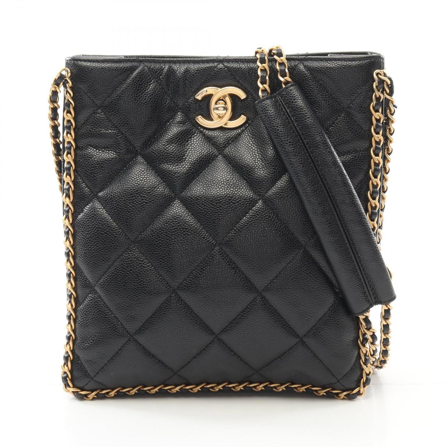 Chanel Calfskin Black Shoulder Bags