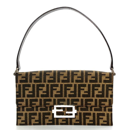 Fendi Woven Fabric Green Shoulder Bags