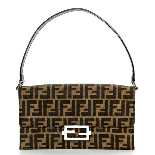 Fendi Woven Fabric Green Shoulder Bags