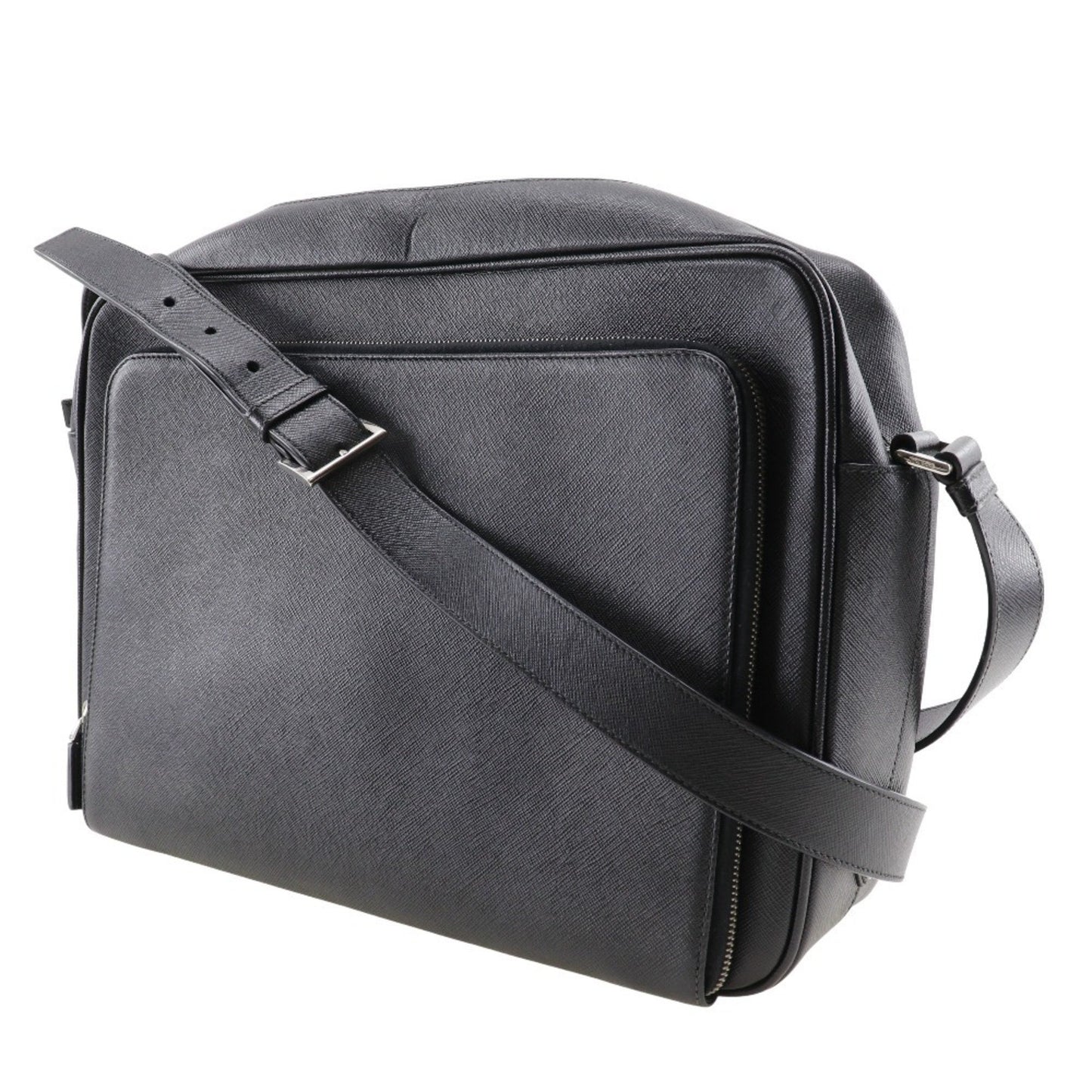 Prada Glossy Material Black Shoulder Bags