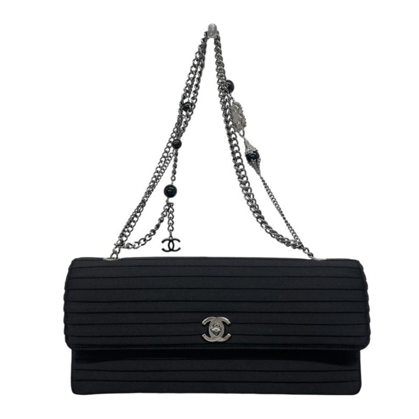 Chanel Satin Black Shoulder Bags
