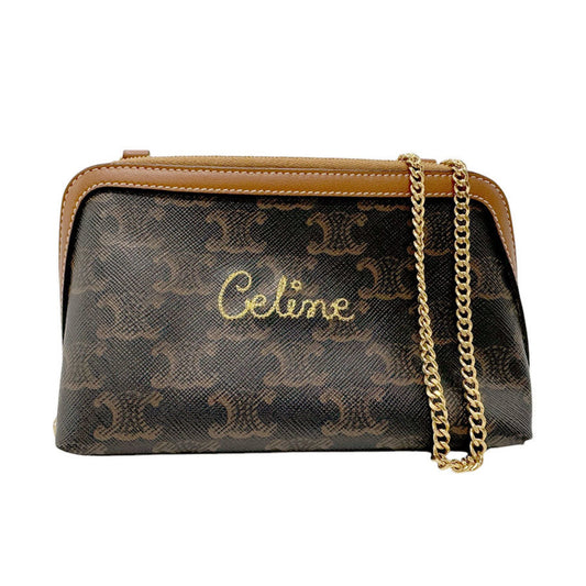 Celine Coated Canvas Brown Shoulder Bags