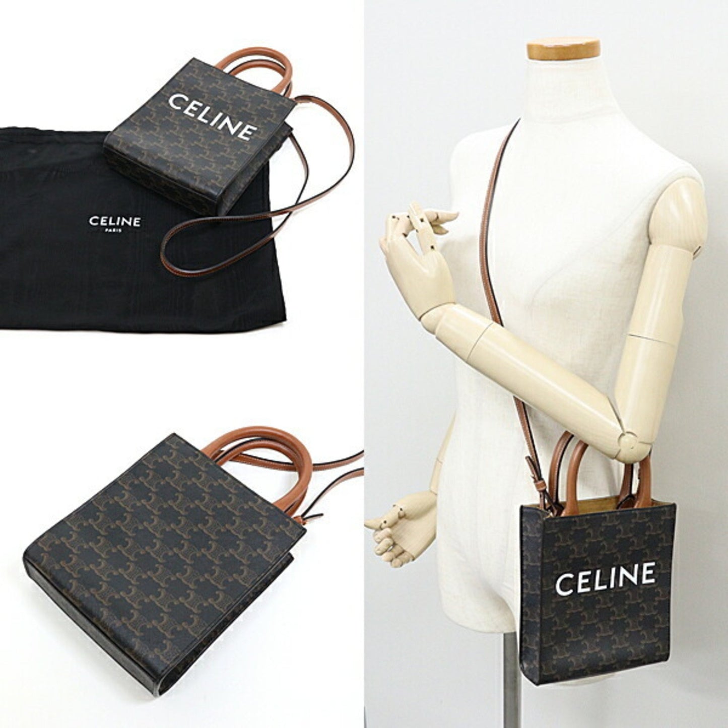 Celine Canvas Brown Shoulder Bags