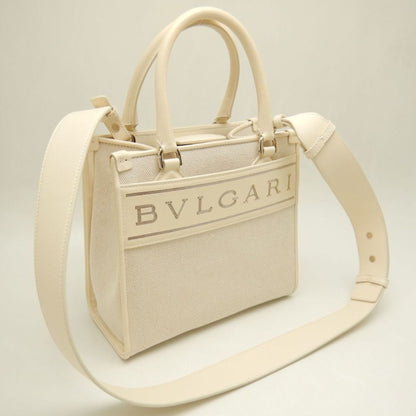 Bvlgari Canvas White Tote Bags