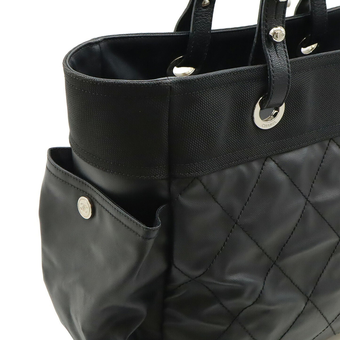 Chanel Coated Canvas Black Shoulder Bags