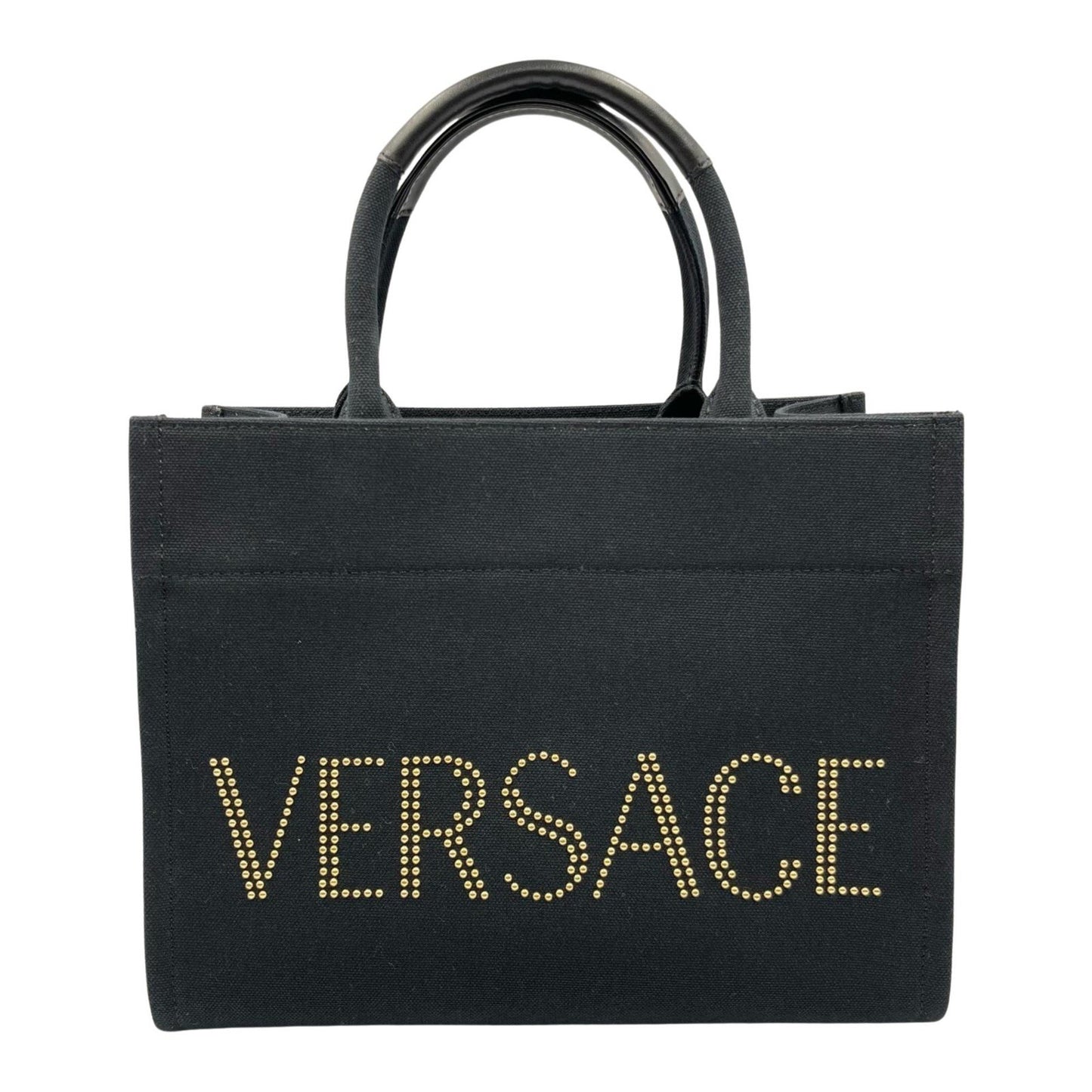 Versace Canvas Black Tote Bags