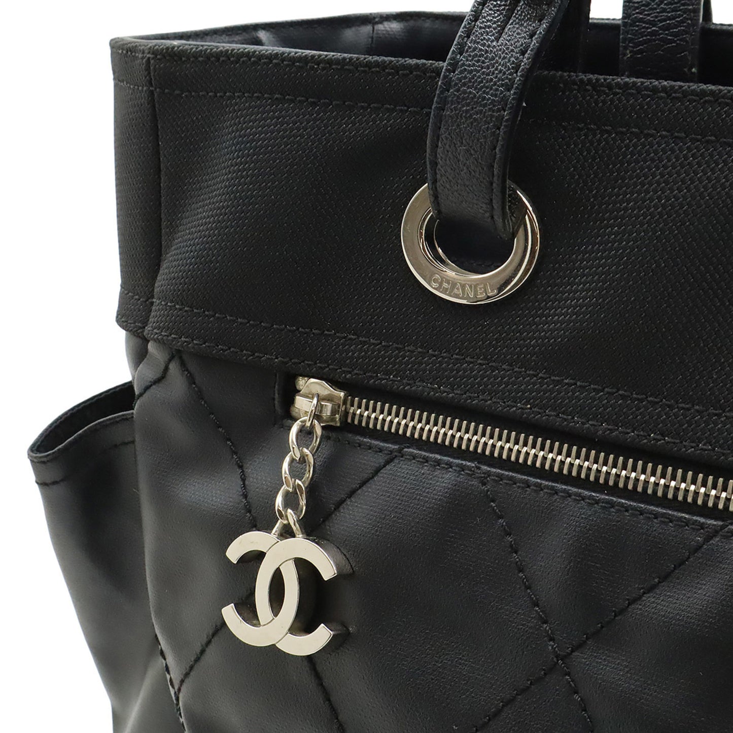Chanel Coated Canvas Black Shoulder Bags
