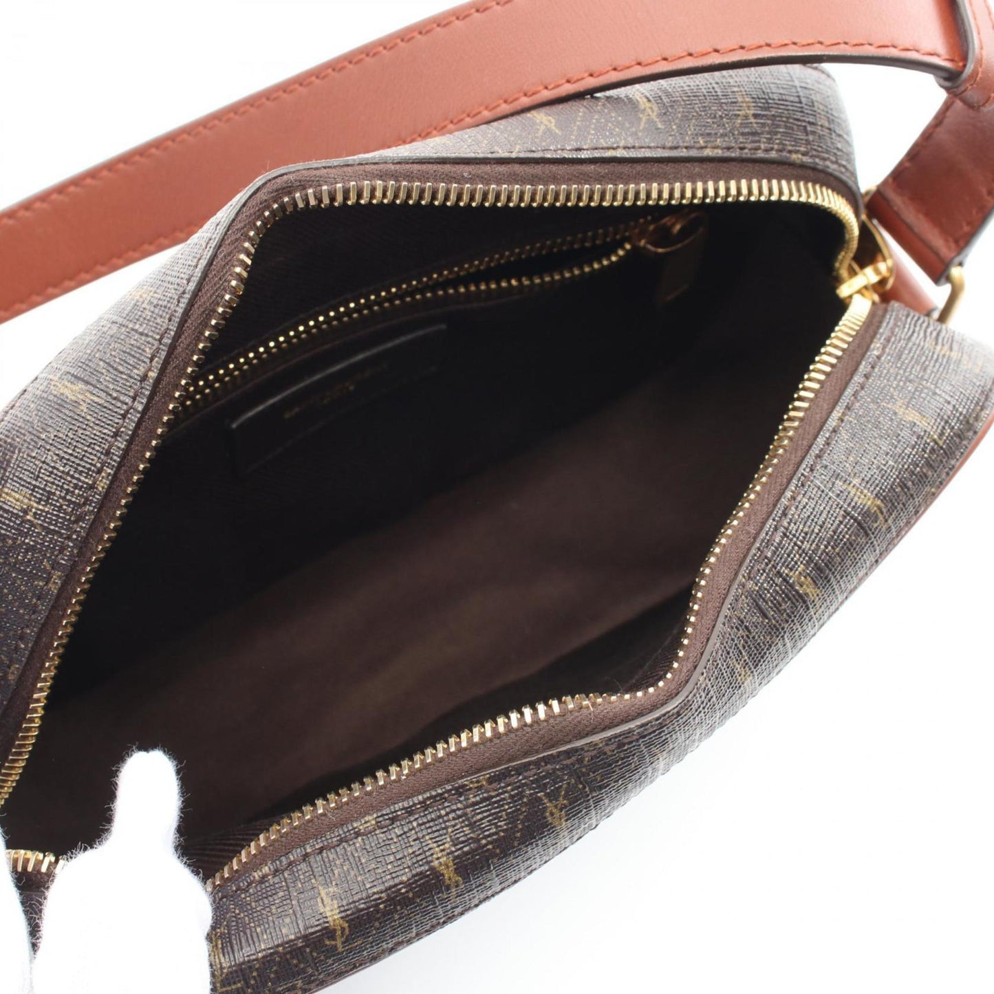 Saint Laurent Coated Canvas Brown Shoulder Bags
