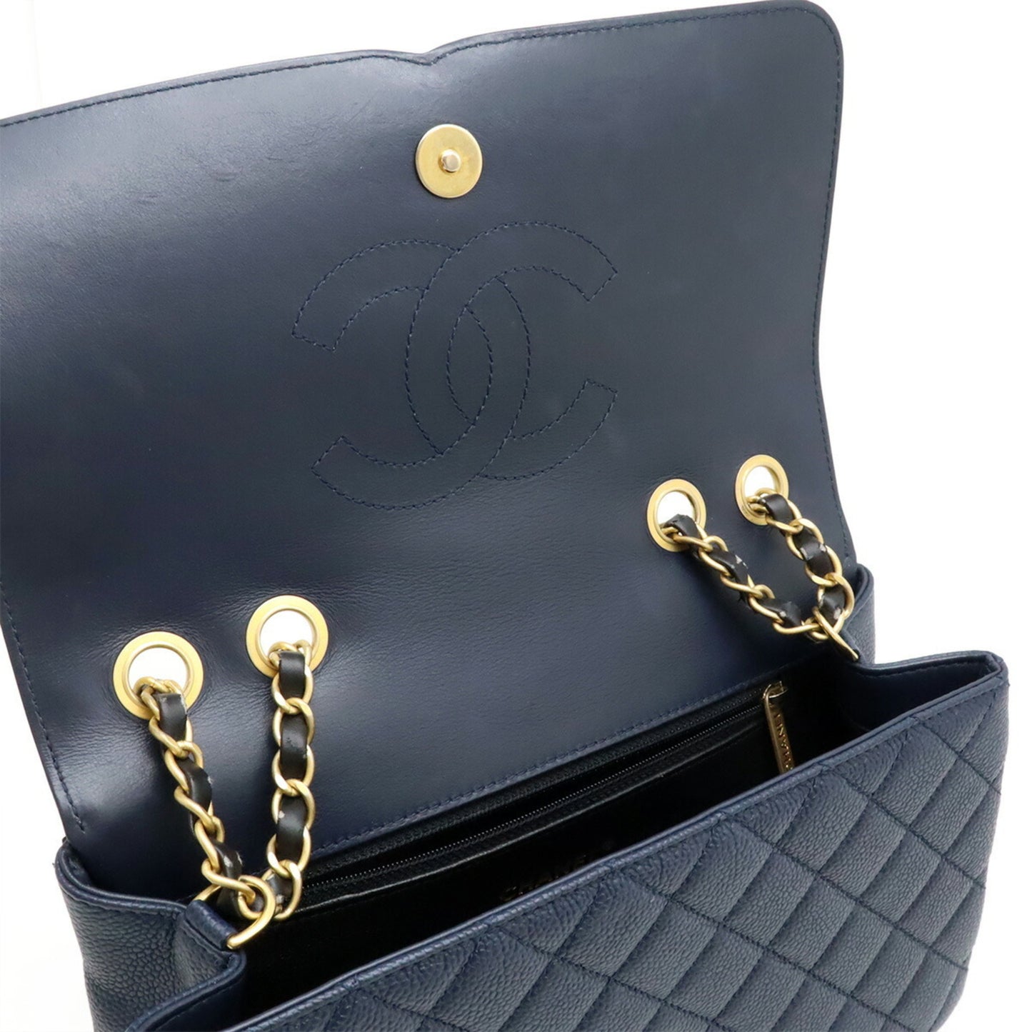 Chanel Calfskin Blue Shoulder Bags