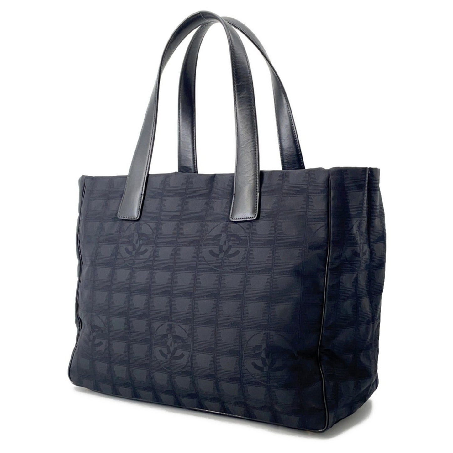 Chanel Woven Fabric Black Tote Bags