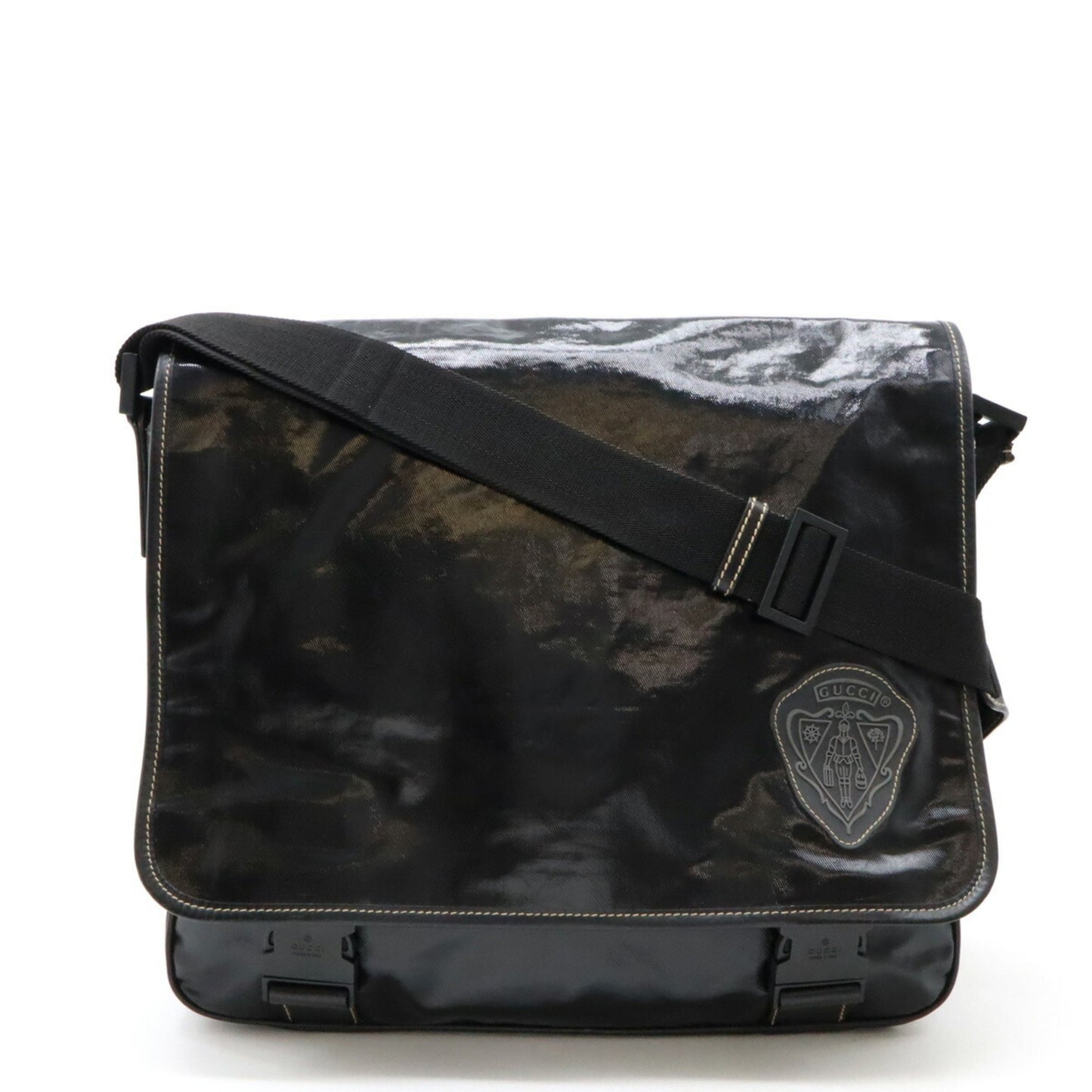Gucci Coated Canvas Black Shoulder Bags