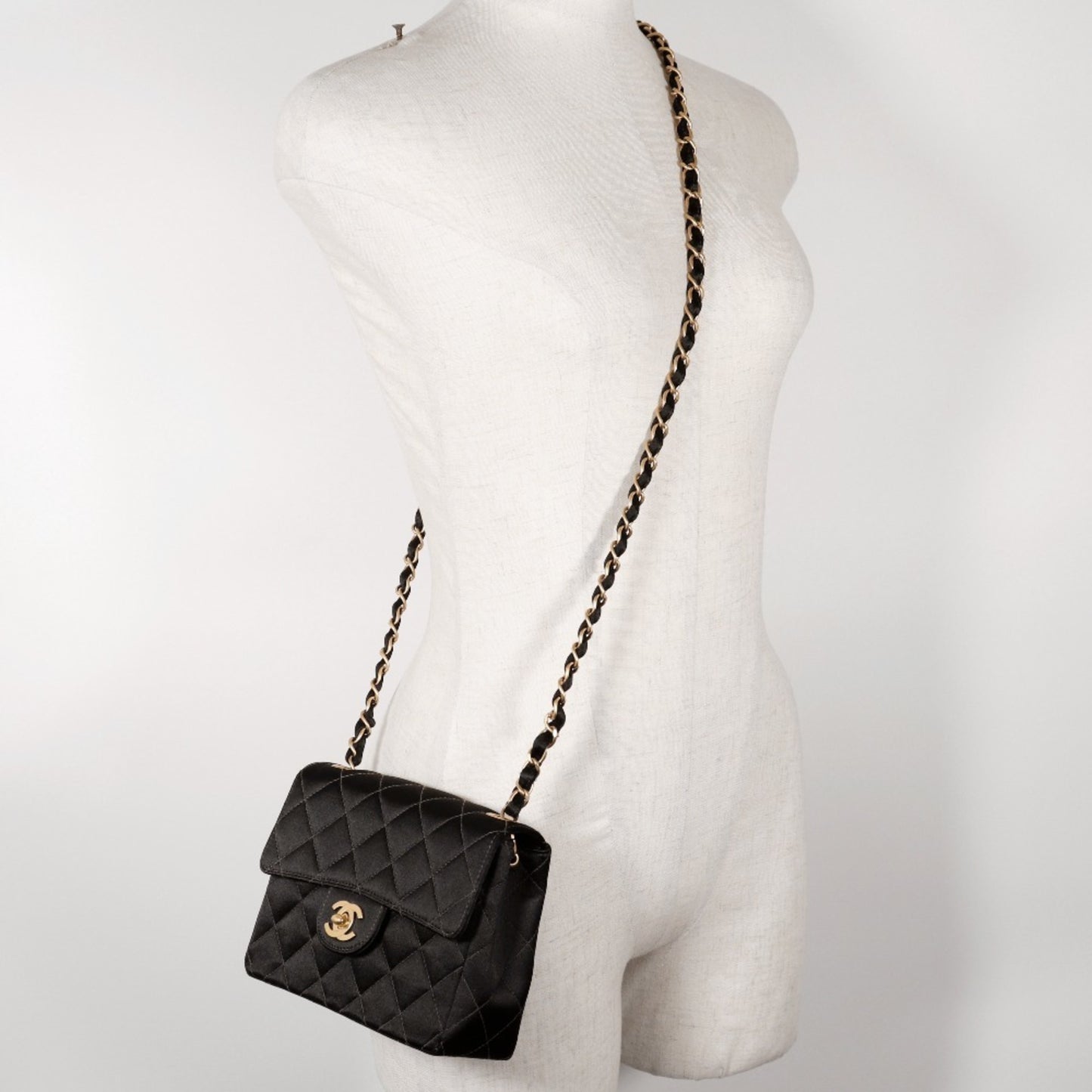 Chanel Satin Black Shoulder Bags