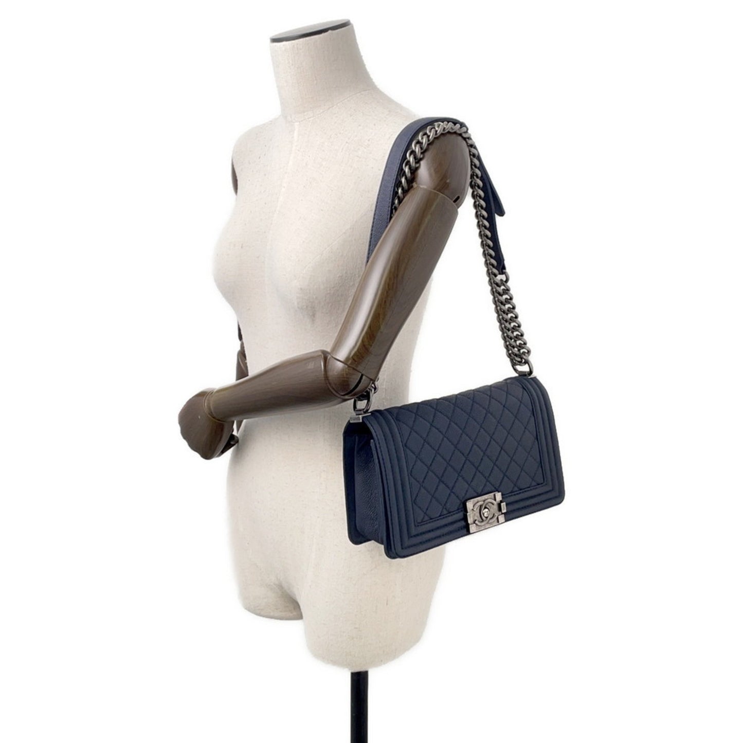 Chanel Calfskin Blue Shoulder Bags