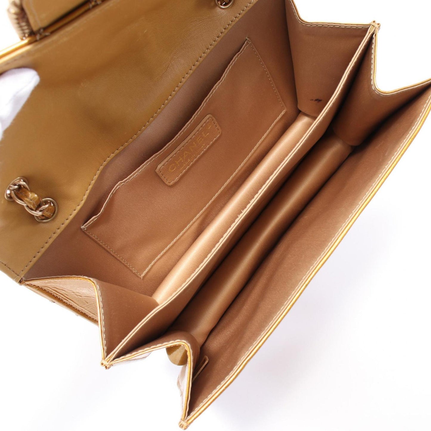Chanel Patent Gold Shoulder Bags