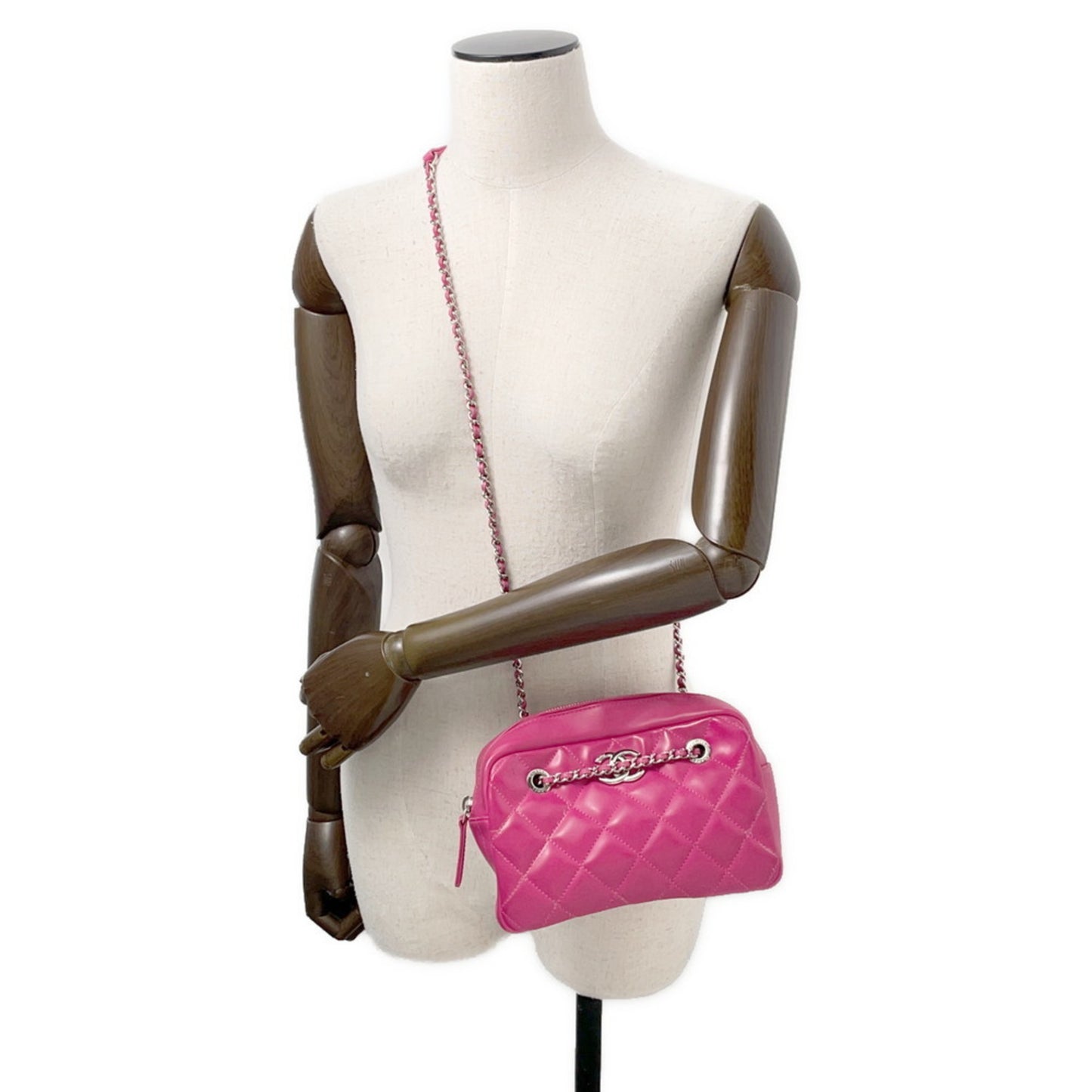 Chanel Faux Leather Pink Shoulder Bags