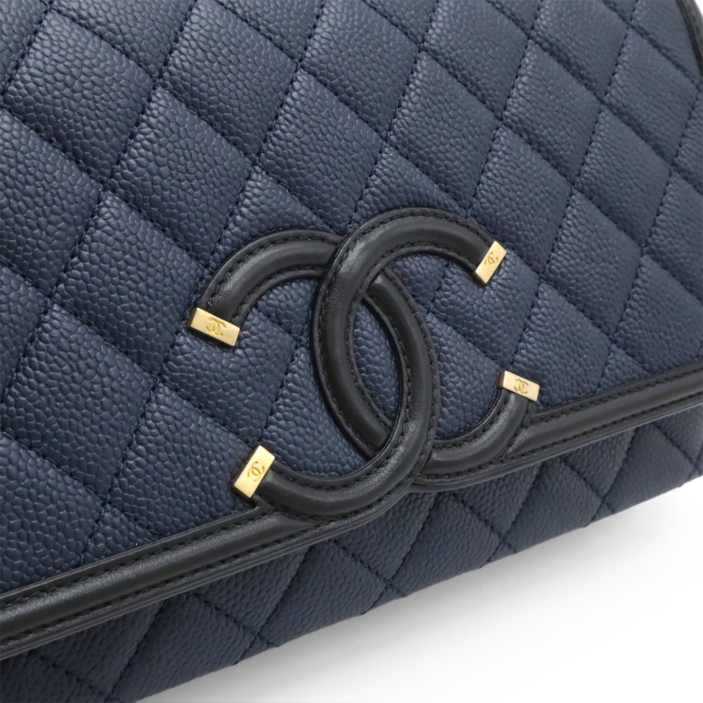 Chanel Calfskin Blue Shoulder Bags