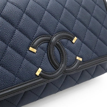 Chanel Calfskin Blue Shoulder Bags