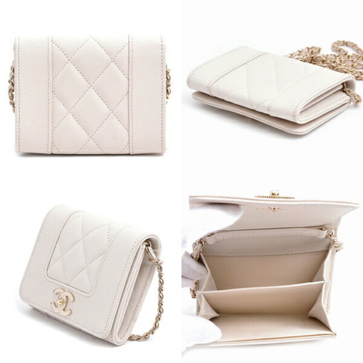 Chanel Calfskin White Shoulder Bags