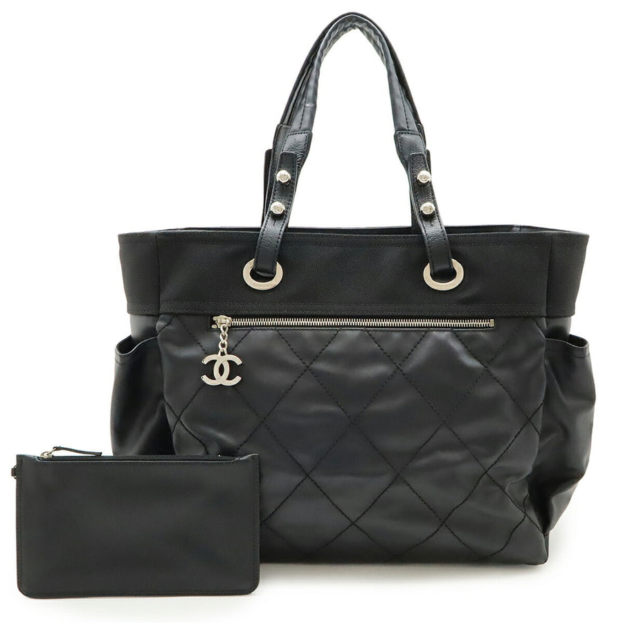Chanel Coated Canvas Black Shoulder Bags