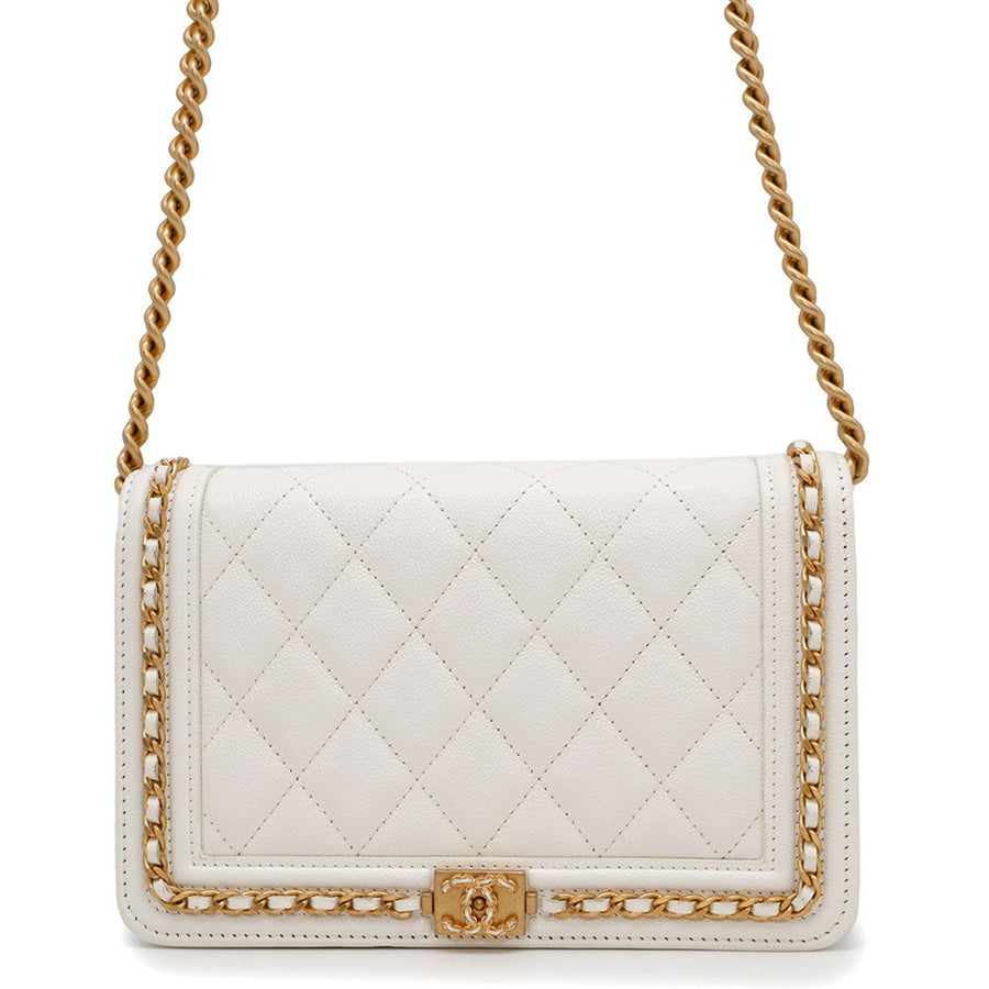 Chanel Calfskin White Shoulder Bags