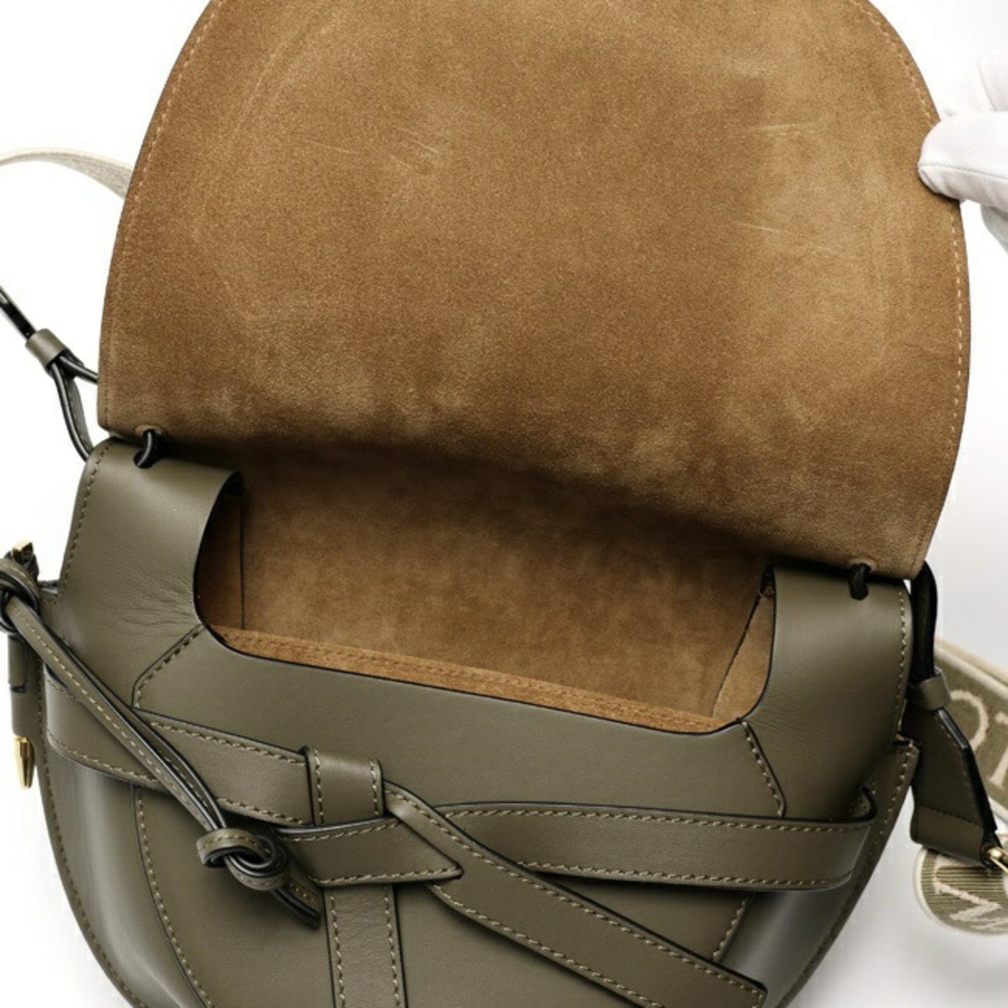Loewe Woven Fabric Green Shoulder Bags