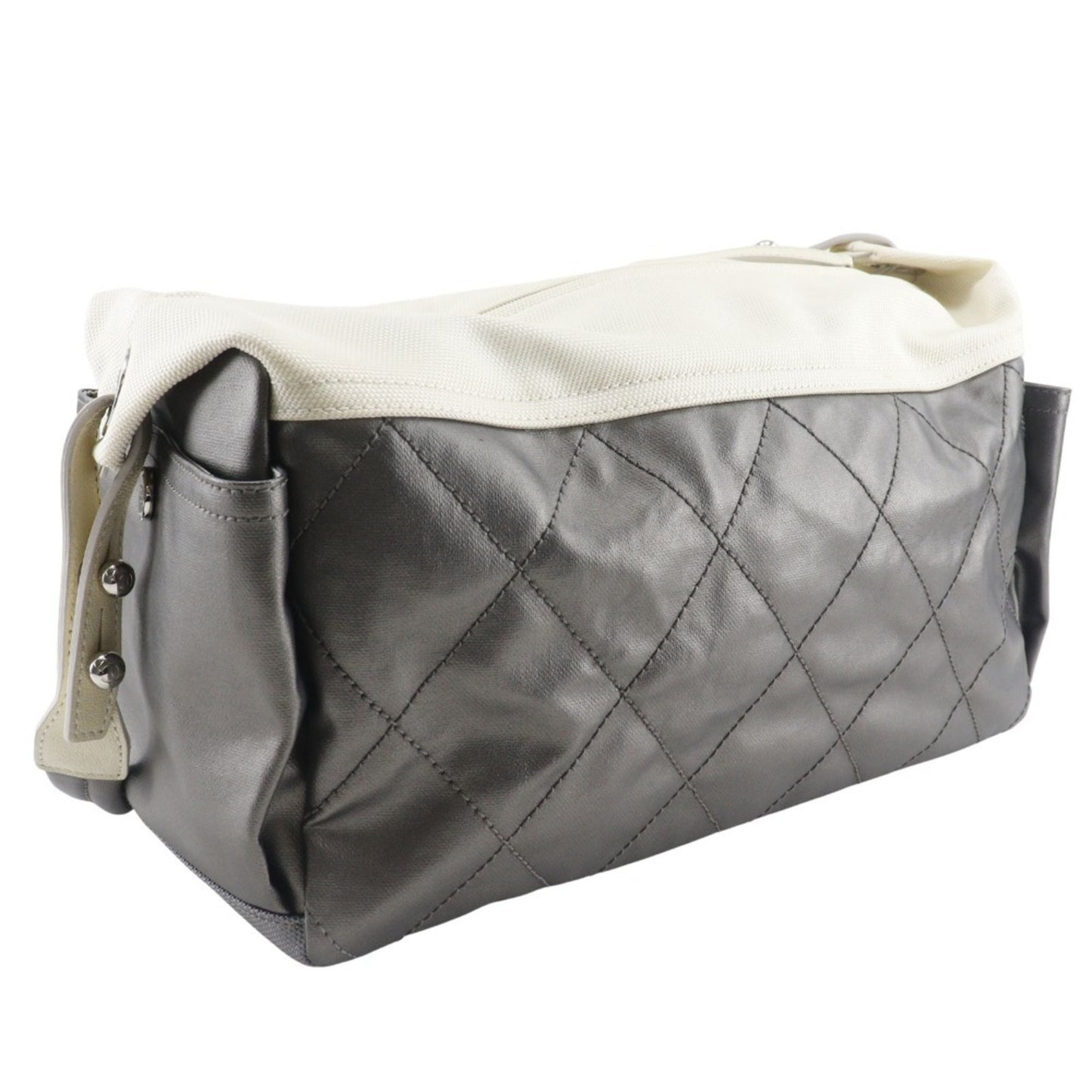 Chanel Coated Canvas Silver Shoulder Bags